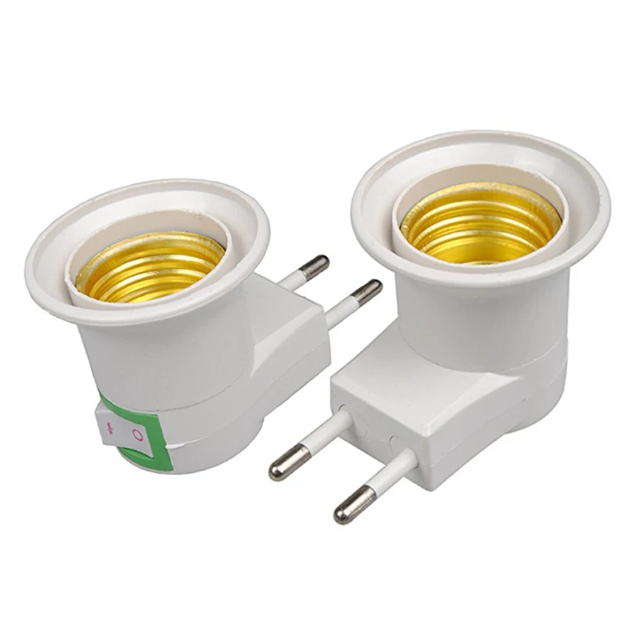 

Thrisdar 2PCS E27 Socket EU Plug Adapter With Button Switch ON/OFF E27 Male Socket Lamp Base Lamp Socket US / EU Plug