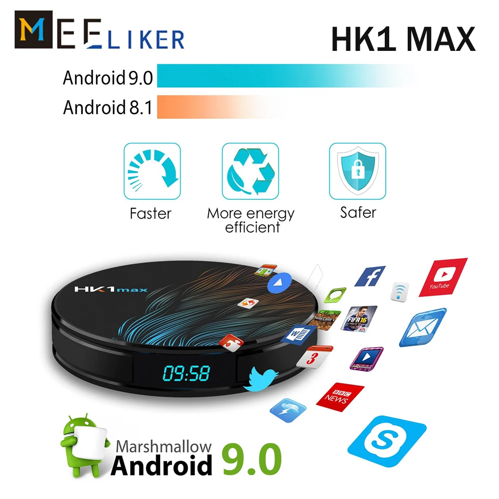 HK1 MAX дешевая Android 9,0 ТВ приставка смарт-приставка Rockchip RK3328 4 ГБ 32 ГБ 64 Гб USB3.0 H.265 4K 5G двойной wifi PK H96 X96 MAX