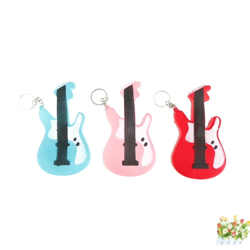 

Cute Guitar Keychain Jumbo Pendant Straps Soft Scented Bread Cake Fun Kids Toy Simulation Squishy Slow Rising Gift