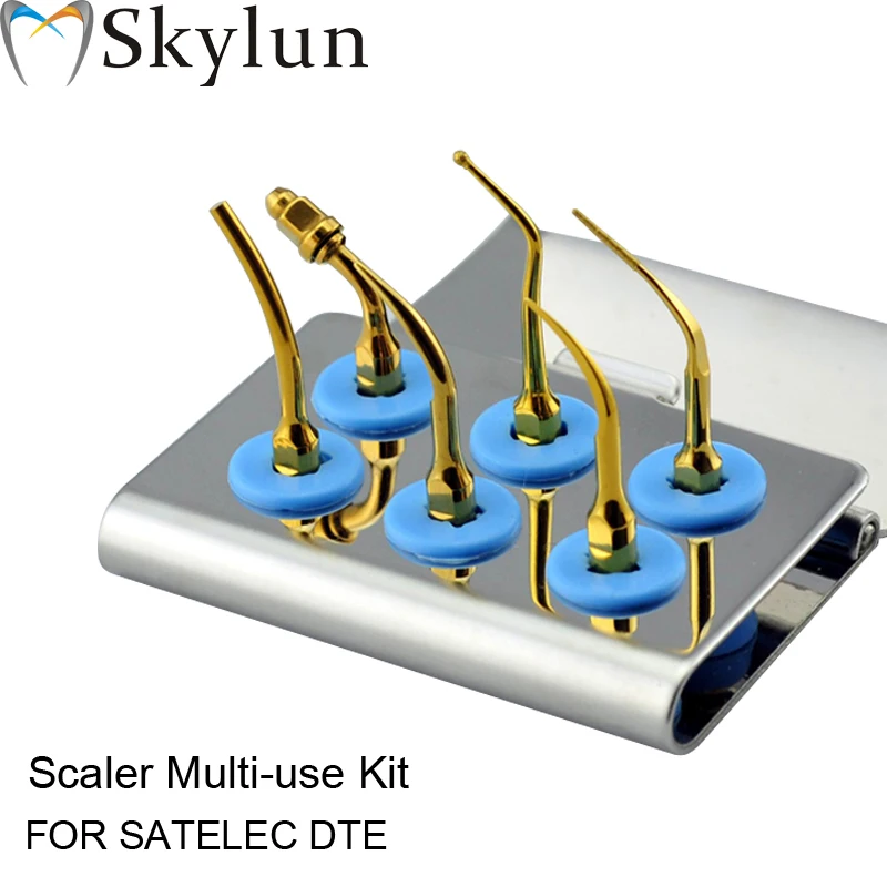 

Dental Ultrasonic scaler Tip Kit Scaler Multi-use Kit Gold scaler tips CD1T GD1T PD1T ,ED1T SBD1T PD3DT Fit SATELEC DTE AT22