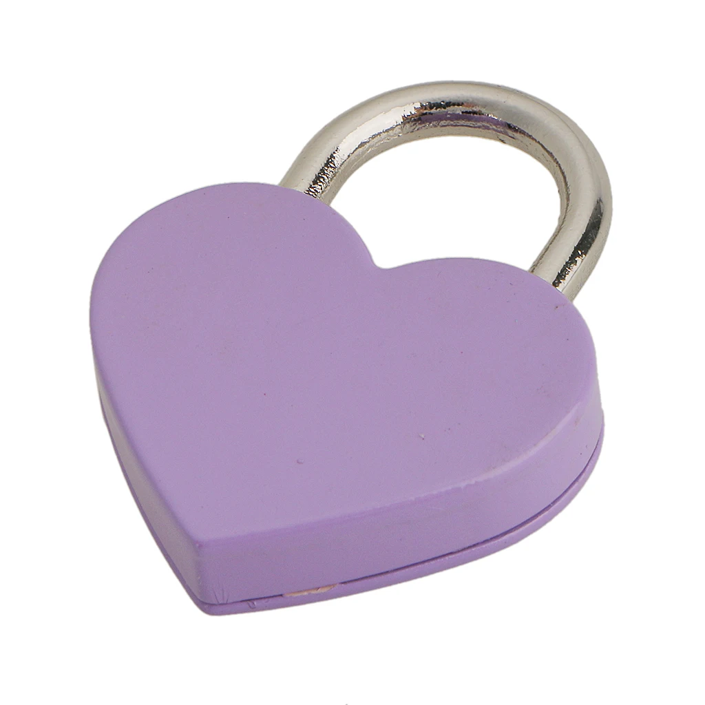 Classic Heart Padlock Jewelry Boxes Lock Set Padlock for Lovers Purple M