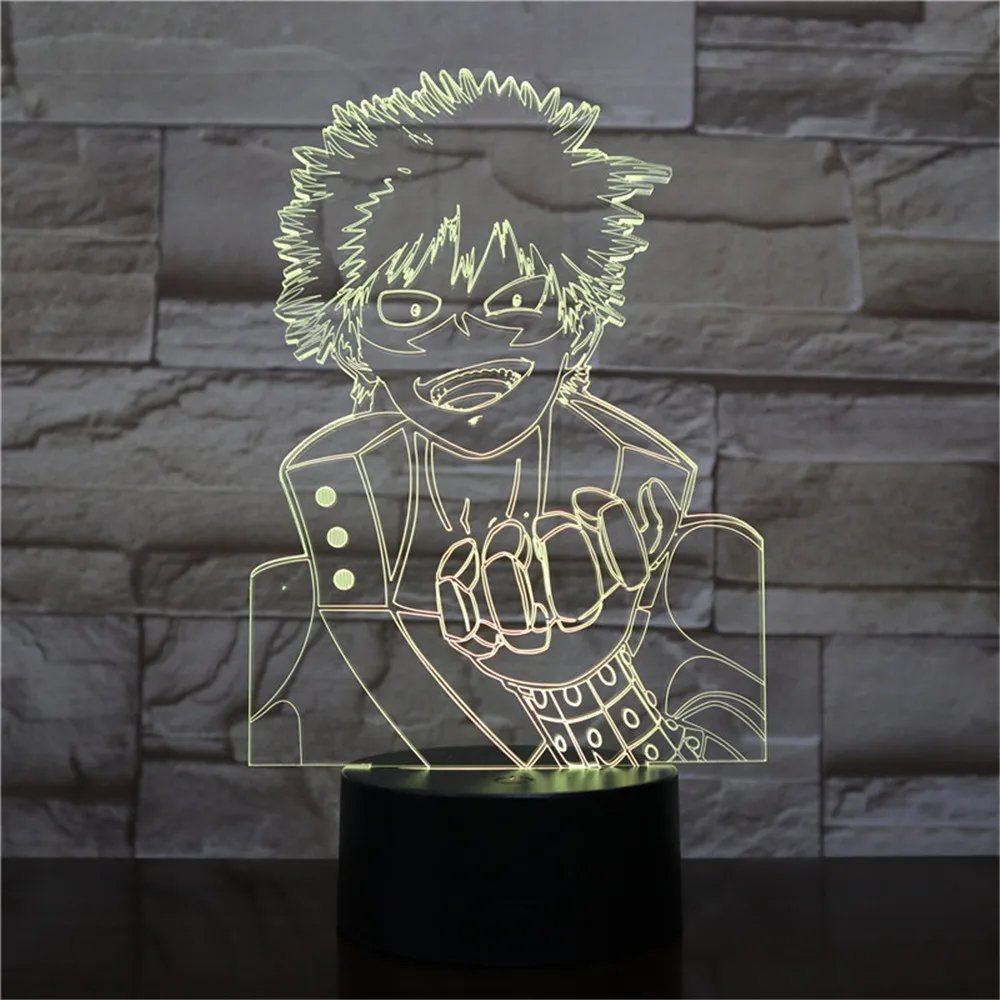 Lamparas My Hero Academy аниме 3D светодиодный ночник Bakugou кацуки экшн-фигурка детские игрушки креативное освещение настольная лампа Декор