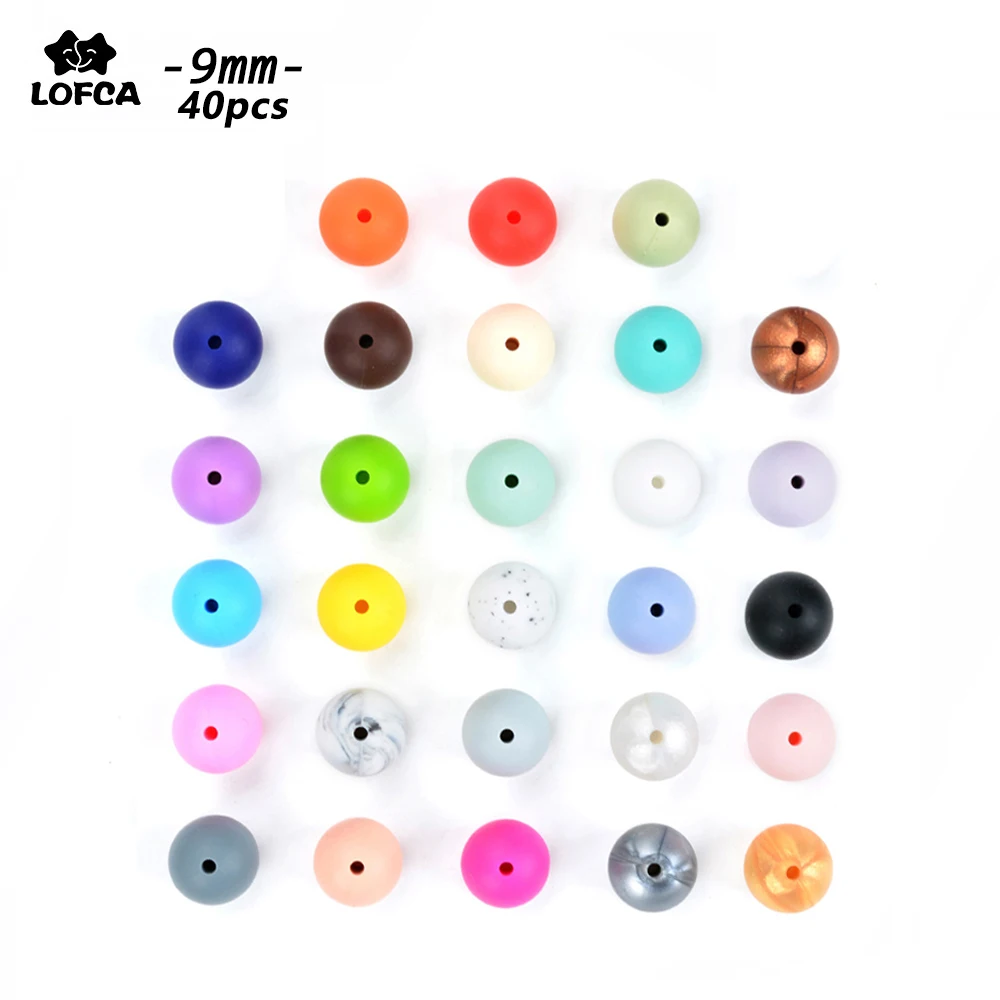 

LOFCA 9mm 40pcs/lot Round Loose Silicone Beads For Silicone Necklace DIY Silicone Teething Necklace Silicone Beads BPA Free