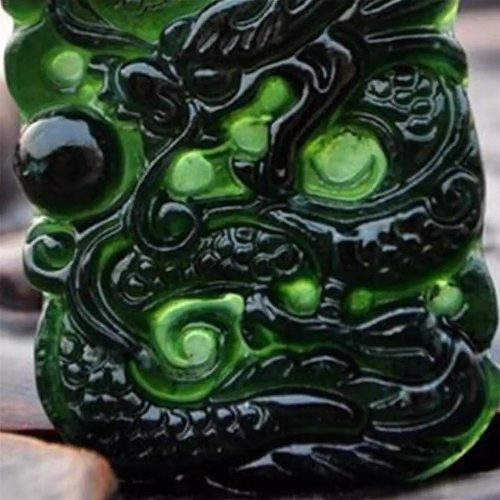 Натуральный черный зеленый нефрит кулон китайский дракон в форме ручной работы нефрит настольный декор для учебы и офиса амулет на удачу
