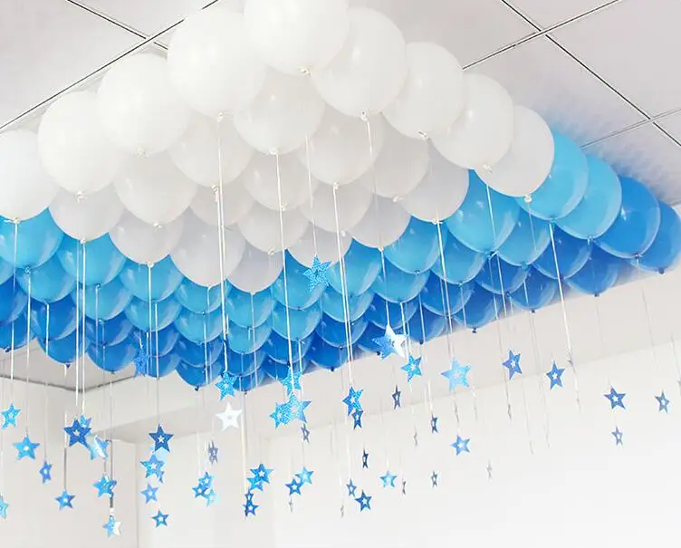 Us 18 99 5 Off 90 Teile Satz Band Sterne Blau Weiss Luftballons Hochzeit Dekoration Latex 10 Zoll Balle Happy Birthday Party Aufblasbare Ballons
