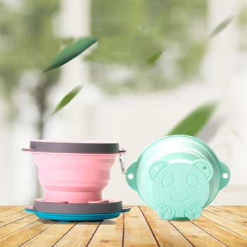 

Travel Silicone Bowl Folding Lunch Box Portable Collapsible Salad Bowl With Lid Expandable Food Storage