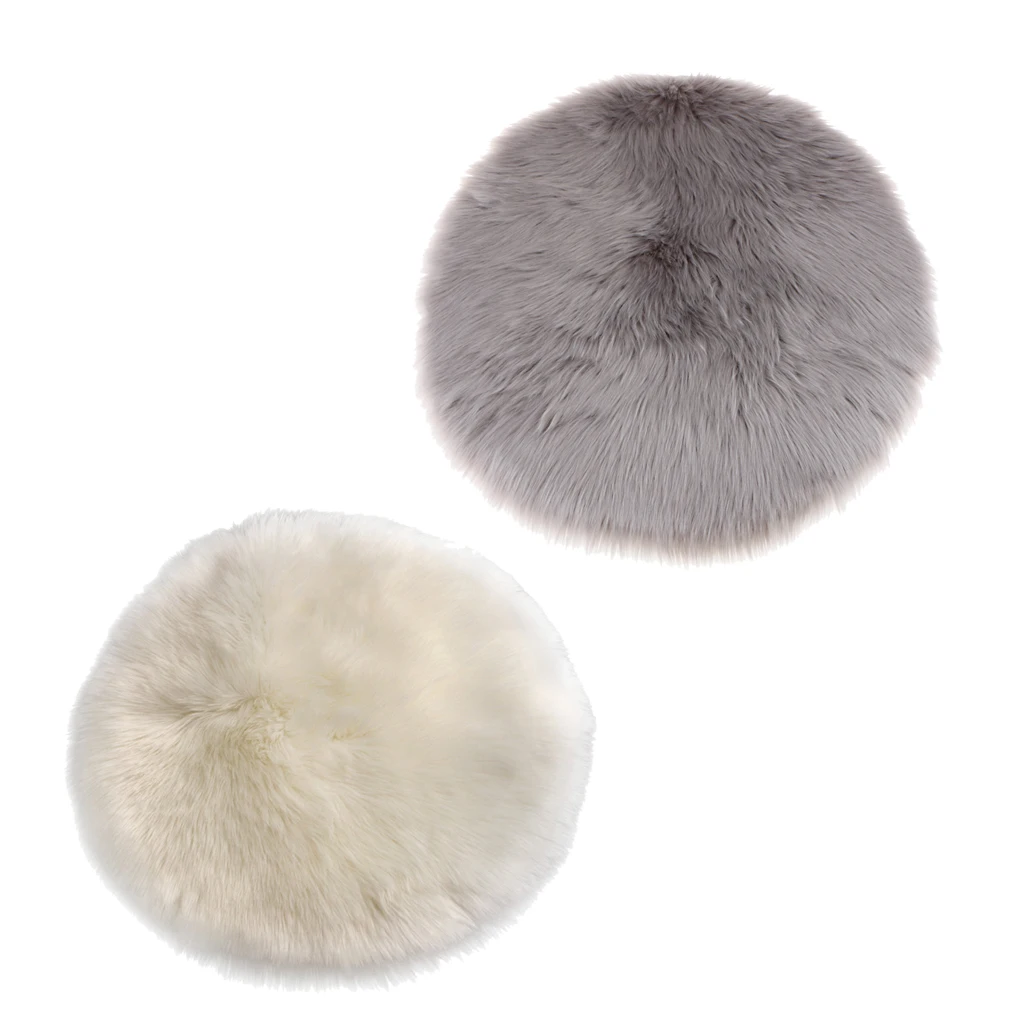 2PCS Faux Wool Area Rug Meditation Yoga Seat Cushion Floor Mat Kids Play Mat