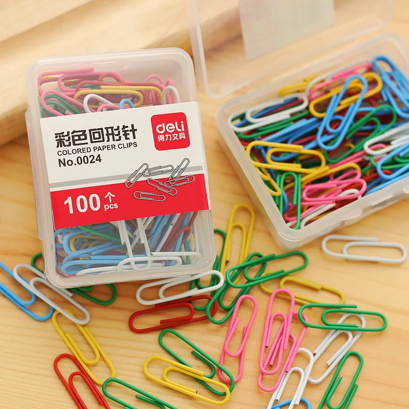 100 pcs/box Metal Paper Clips The Color Sorting Clips Office Supplies