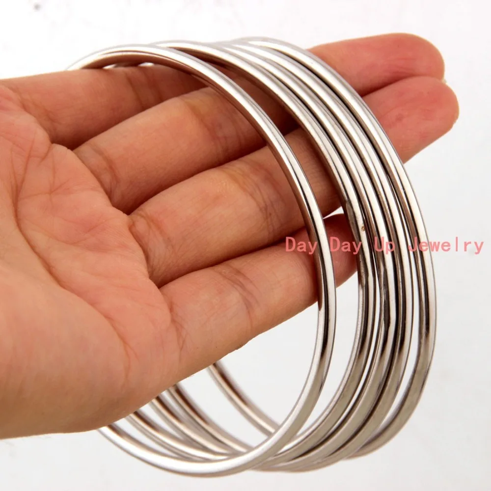 

Wholesale 5pcs/Set Fashion Womens Girls Bracelet Bangle Cuff Solid 316L Stainless Steel Silver Polished Round Jewelry Good Gift