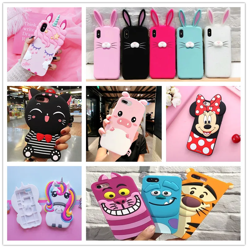 

For Apple iphone 5 5S Case For iphone SE Case 3D cartoon shy unicorn Shell Cover Case For iphone 5S soft Silicone Phone Back