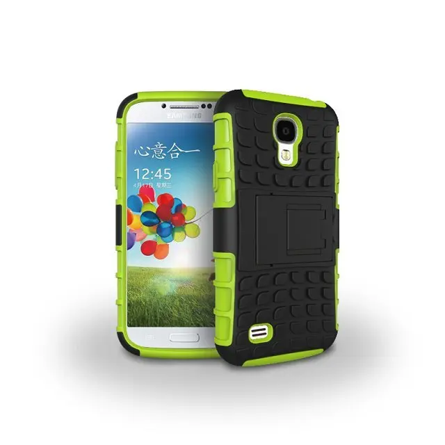 Для samsung Galaxy S4 S 4 GT i9500 i9508 i9505 чехол двухслойная гибридная силиконовая Броня Пластиковый ударопрочный Твердый Чехол-подставка для телефона - Цвет: Green