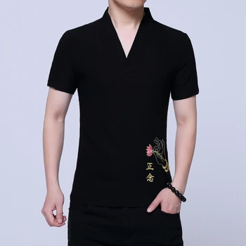 

Chinese style embroidery tshirt men Slim design Summer mens t shirt short sleeve Asia size S M L XL XXL XXXL