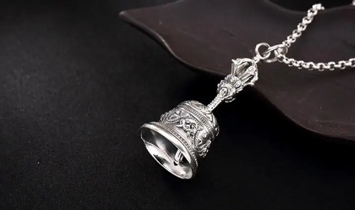 

Sterling S925 925 silver Pendant charm Buddhism bell ethnic vintage