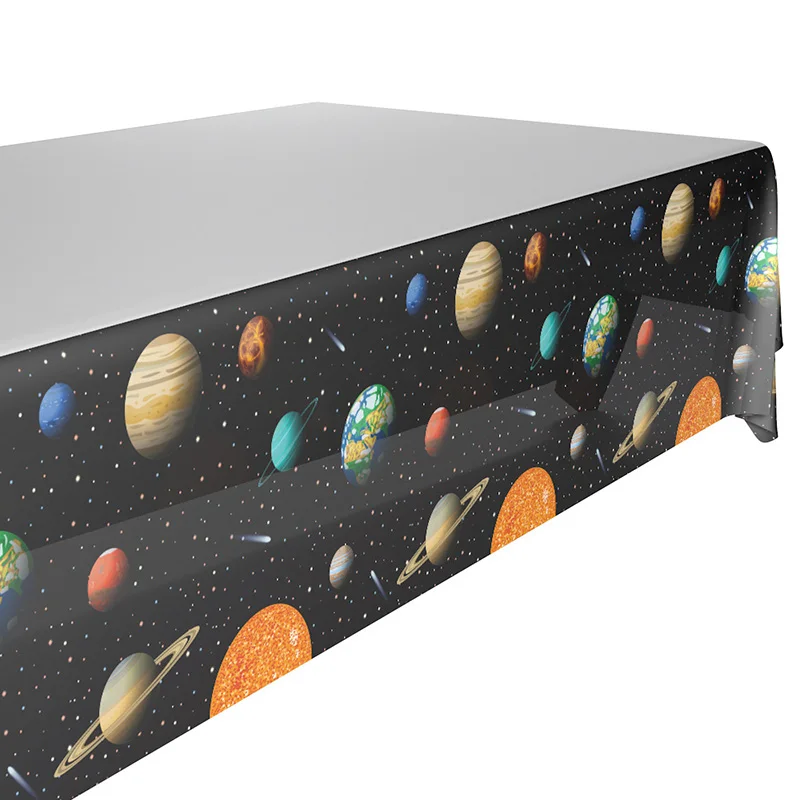 

132*220cm Lovely universe Planet Tablecloth Space astronaut party Disposable Table cover for happy Birthday Party Supplies