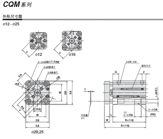 CDQMB 32 Cilindro SMC, diâmetro: 32mm, curso: 40 45 50 75 100mm