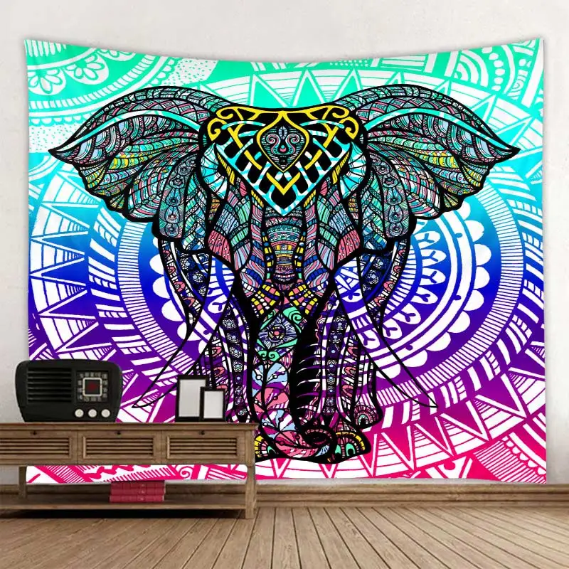 Декоративная Мандала слон настенный гобелен богемный макраме настенное искусство покрывало домашний декор многоцветные спальни простыни - Цвет: Армейский зеленый