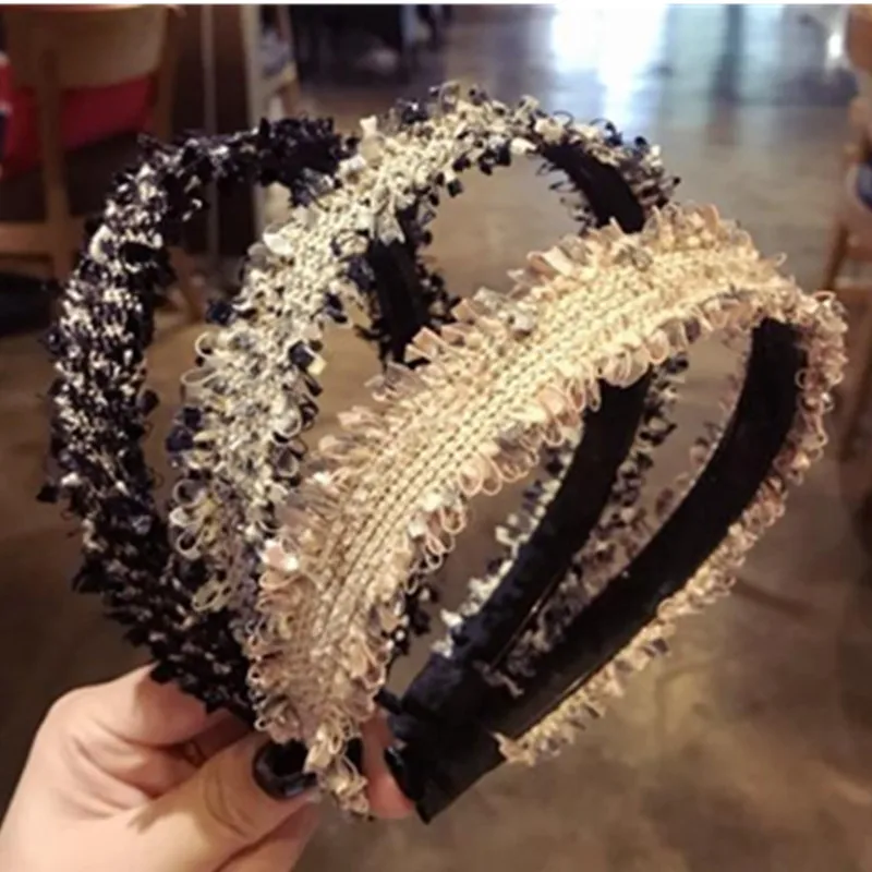 

Women Headband Toothed Not Slip Hairband Weaving Hairband Sweet for Girls Hair Accessories Plain Headband Tassel Head Band Adult