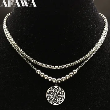 

2020 Fashion YOGA Lotus Stainless Steel Statement Necklace for Women Silver Color Necklace Jewellery accesorios mujer N1778S02