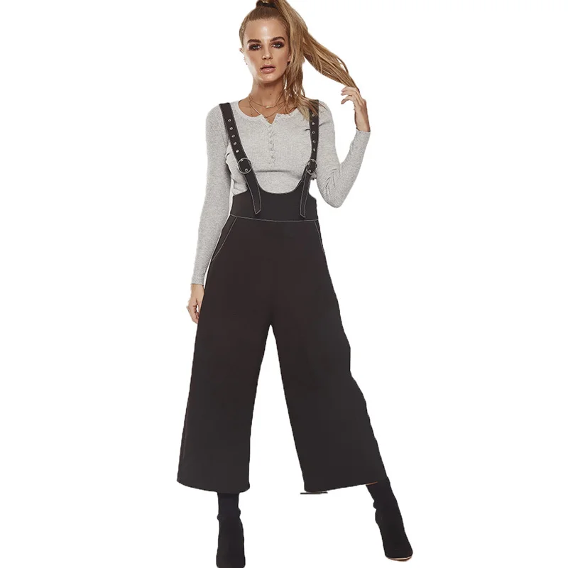 

New Jump suit Leg Long Strap With Metal Ring Adjustable Wide Europe and Open Line Decorative High