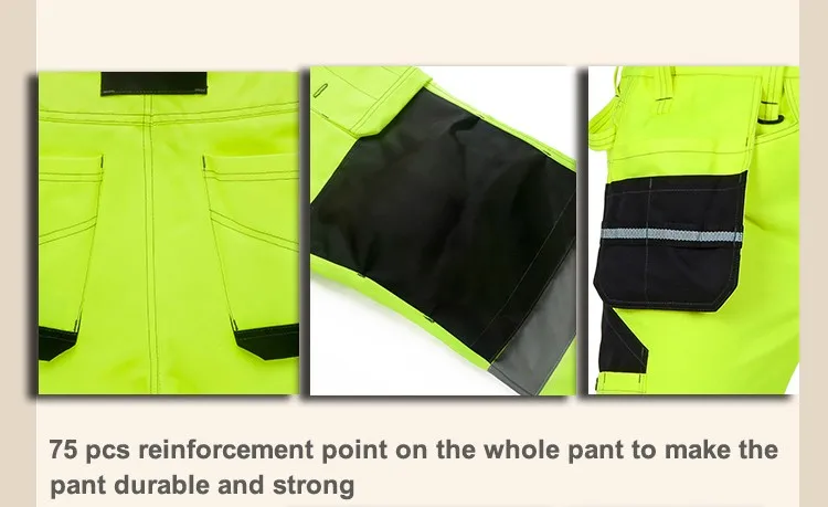 Bauskydd Men Working Pants Reflective High visibility Multi-pockets Work Trousers With Knee Pads Workwear Safety Cargo Pants (16)