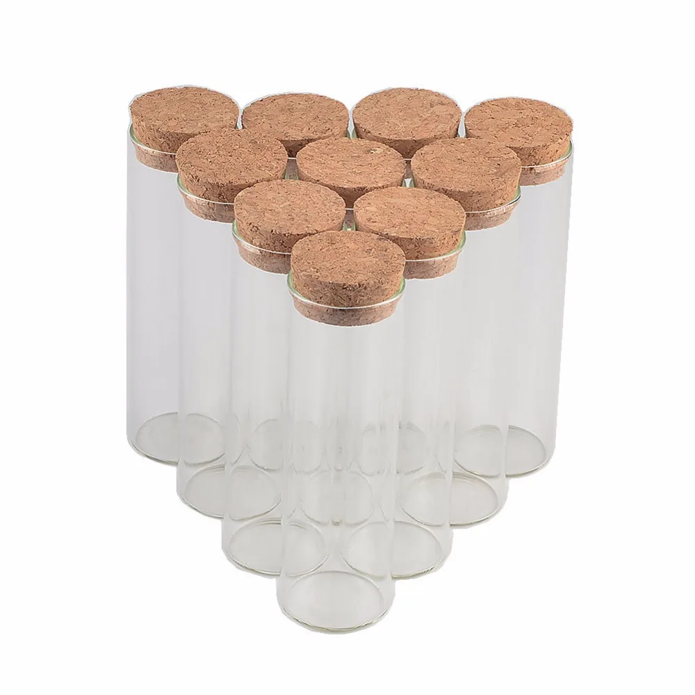 50 pcs 30x120 mm 60ml Flat Bottom Glass Tube Jars With Corks Empty