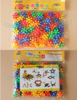 

JingQi plastic toy baby birthday gift flower Plum shape DIY building colorful block educational blocks 1 bag free shipping