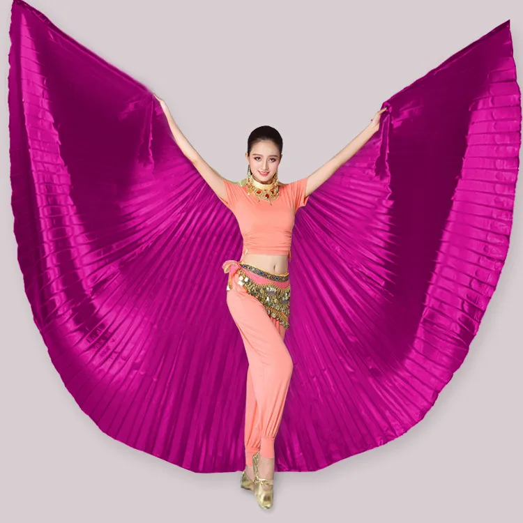 Крыло Isis для танца живота египетские золотые крылья с палочками сумка для танца живота аксессуары Carvinal костюм реквизит для женщин - Цвет: Fuchsia