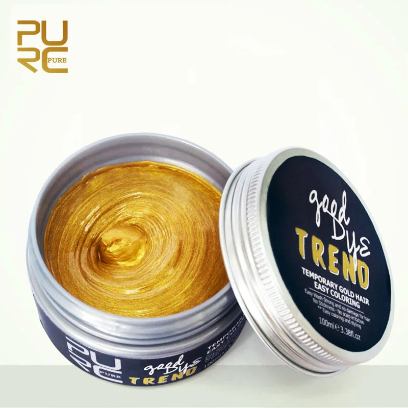 

PURC Gold Temporary Hair Dye Cream DIY Grandma Grey Hair Color Wax Mud One-time Molding Modeling Paste Hair Coloring Cream 100g