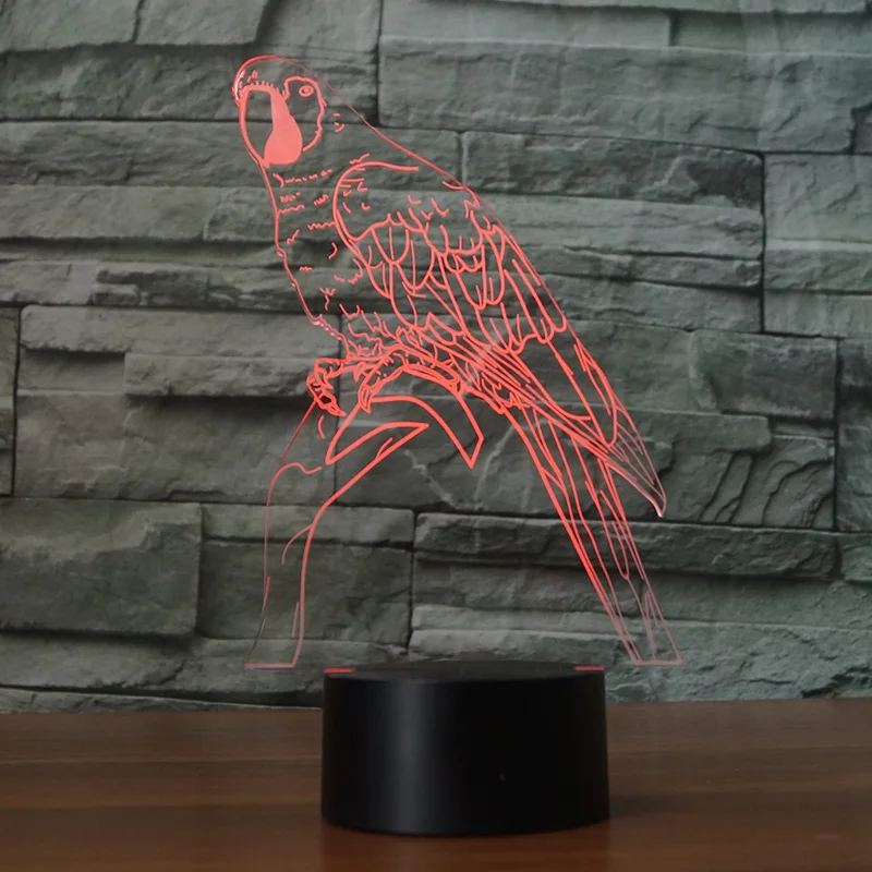 3D ночник с милой птицей, многоцветная, 7 меняющихся цветов, атмосферный свет, сенсорный выключатель в подарок или домашний декор