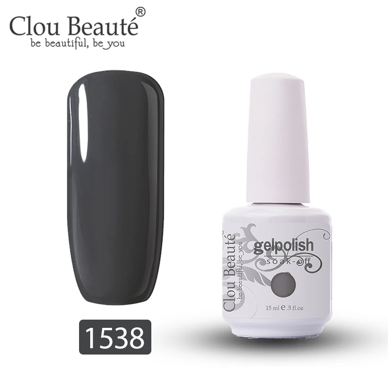 Clou Beaute гель для дизайна ногтей УФ светодиодный Устойчивый лак для ногтей отмачиваемый белый гель разноцветный Гель-лак для ногтей лак 15 мл - Цвет: 1538
