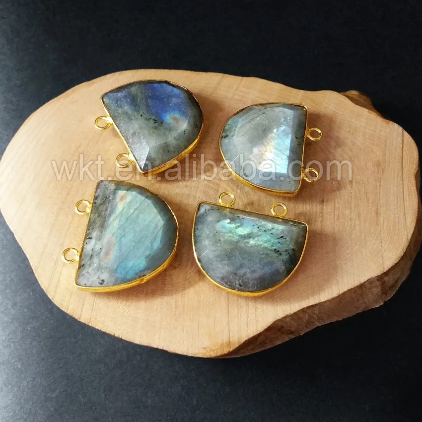 WT P805Charm полукруг из Лабрадорита кулон для ожерелья натуральный камень лабрадорит