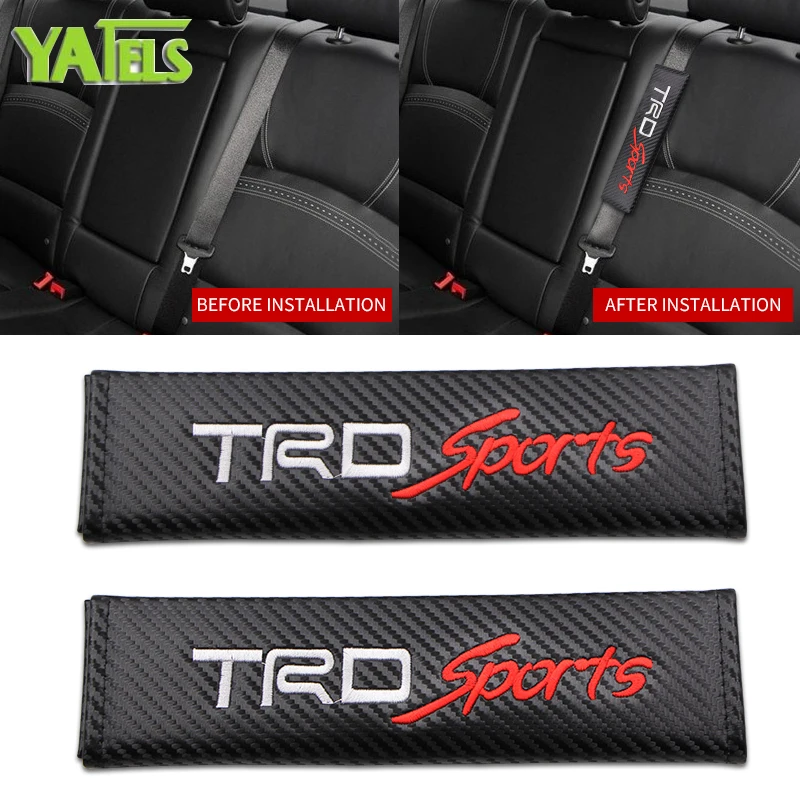 

2pcs/set Seat Belts Cover Padding Carbon Fiber Leather Belt Shoulder pad Sleeve For TOYOTA avensis Racing TRD Sports Car Styling