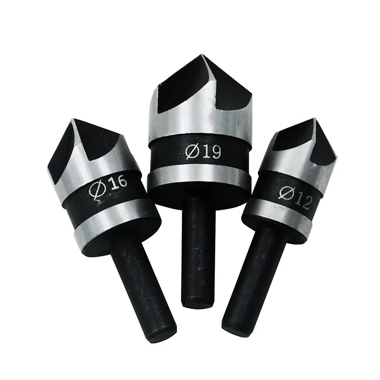 

2018 3pcs 5 Flute Countersink Drill Bit Set 90 Degree Chamfering Cutter For Wood Metal 12/16/19mm Debur Tool Set