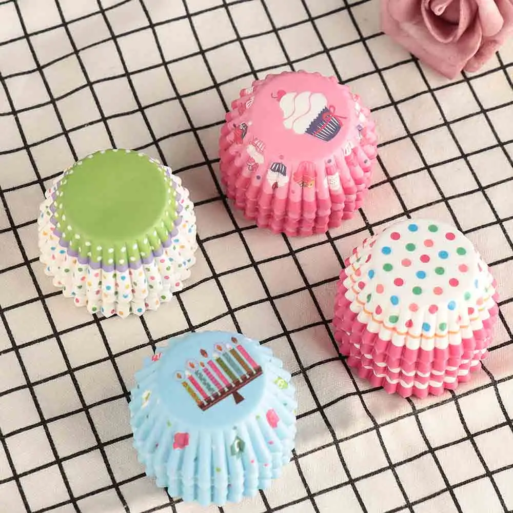 100 круглая форма для торта Cupcake Лайнер формы для маффинов коробка красочная бумажная форма бумажный торт в форме Кубка для выпечки аксессуары для свадебной вечеринки