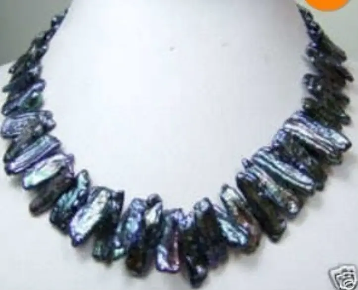 

free shipping ****Natural abnormal shape and Black pearl necklace 18