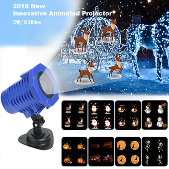 

New! Animated Led Projector Light High brightness 5W Sata Elk Patterns Waterproof IP65 For Christmas Halloween Party Holiday