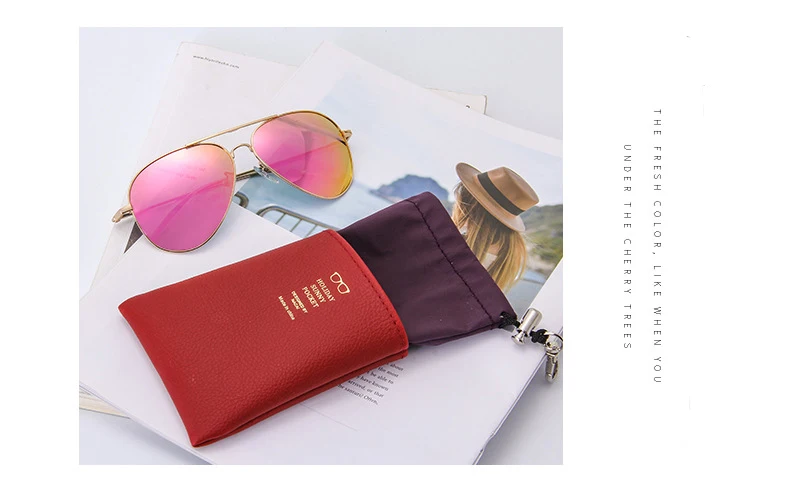 MINIMUM PU Rope Push-Pull Closure Sunglasses Bag Lightweight Waterproof Cloth Glasses Case Hook Waterproof Leather Box9