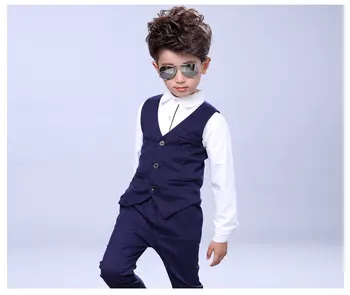 

Blue Shirts+Vest+Pant Three Pieces Set Suit For Boys KS-2042