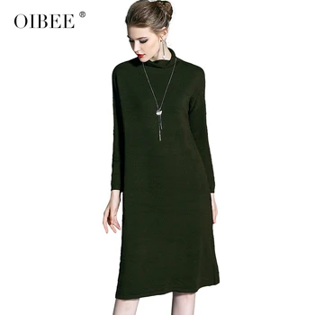 

OIBEE 2019 sweater dress new loose high collar long sleeve slimming bottom women's clothing