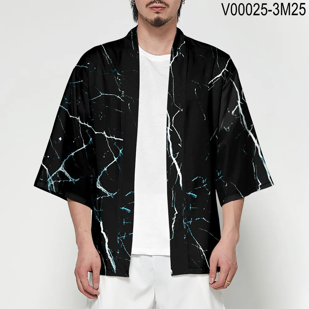 Kimono Cardigan Men Japanese Obi Male Yukata Men's Haori Short Outwear Japanese Samurai Clothing Traditional Japanese Clothing - Цвет: 001