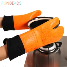 Силиконовые перчатки для плиты, идеальная защита с удлиненными Героем из мультика; толстая хлопковая стеганая подкладка, силиконовая перчатка для барбекю ST003