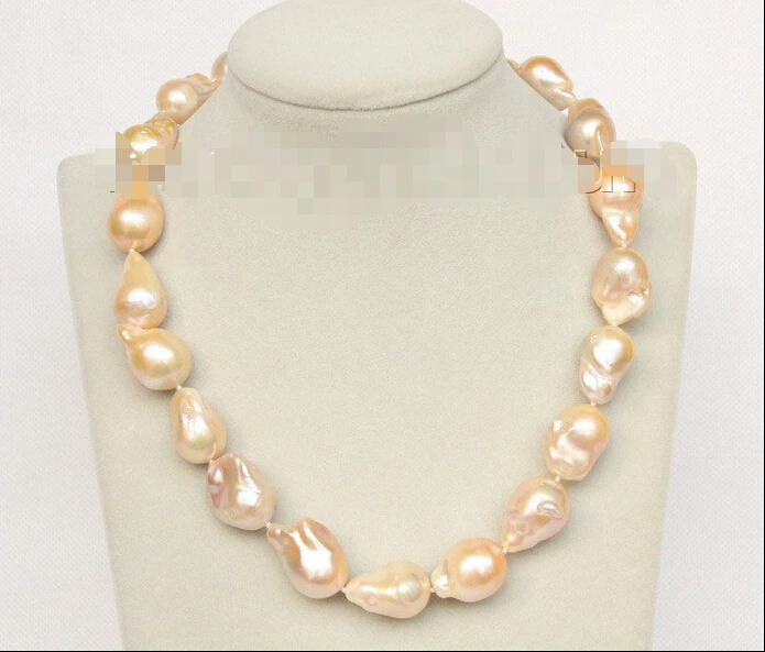

shippingAAA natural 18" 25mm Baroque pink Reborn keshi pearls necklace j9940