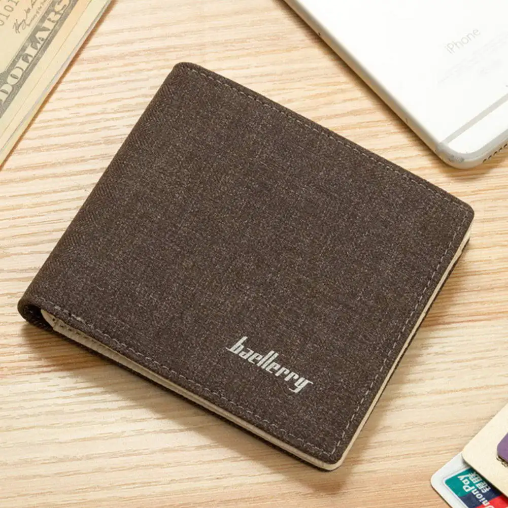 

Hot Selling Men Minimalist Slim Wallet Blocking Bifolod Coin Purse with Zipper Canvas -B5