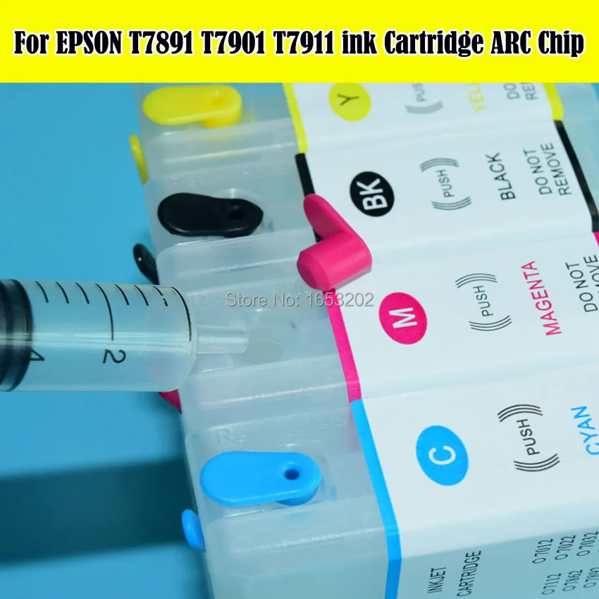 T7901 T7911 T7891 T7894 многоразовый картридж для Epson WF 4630/WF 4640/WF 5110/WF 5190/WF 5620/WF 5690 с чипом ARC|ink
