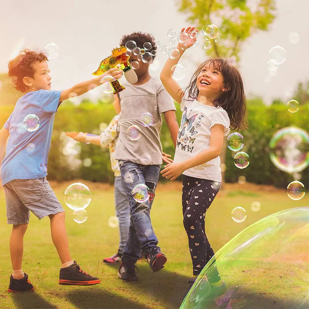 LeadingStar Children Dinosaur Bubble Maker Electric Bubble Gun with Music Light as Perfect Gift for Kids