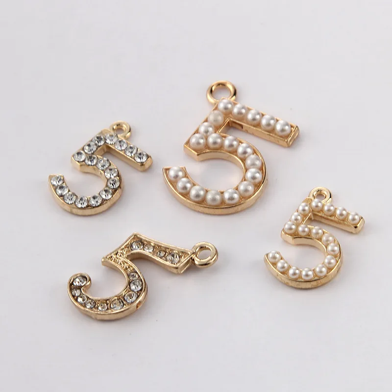 

MRHUANG 10pcs/pack Number 5 Charms Gold-colour Pendant DIY Bracelets Necklace Jewelry Accessories