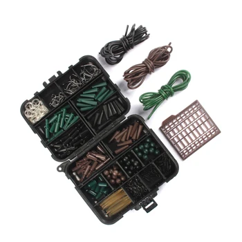 

1set Carp Fishing Tackle Kit Box Lead Clips/beads/hooks/scissors/rigging/ Anti-tangle Sleeves/swivels Baits Terminal Tackle