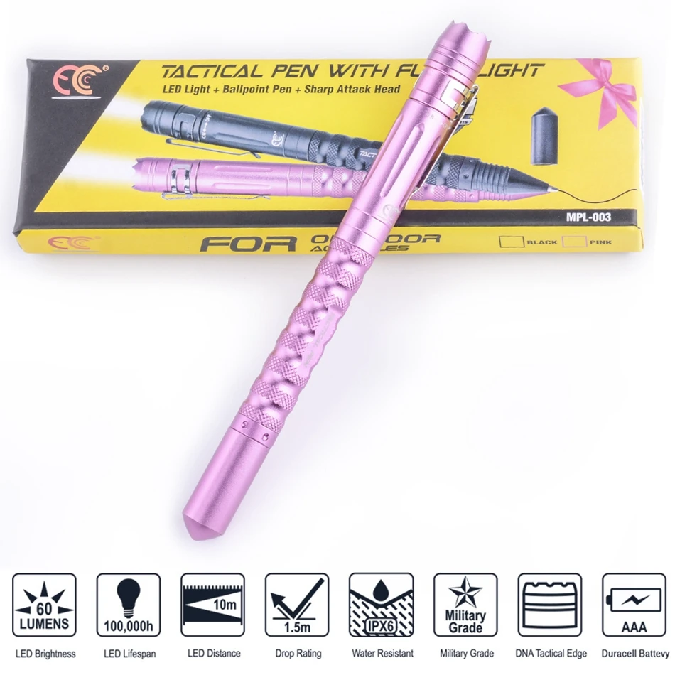 

MPL-003P Tactical Self-defense Ladies Pen with Small Flashlight for Attacking the Head Broken Window for help with Fluorescence