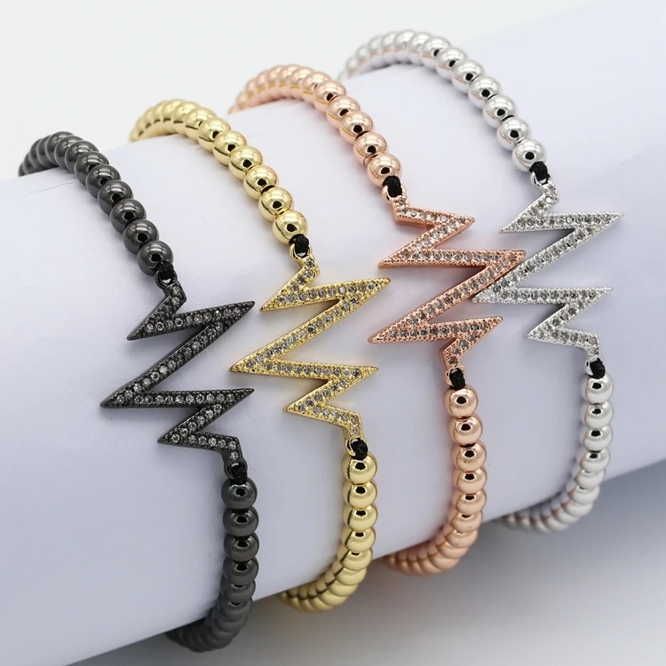 

Trendy Luxury New Men Bracelet 2019 Charm Beaded Bracelet Geometric For Men Women Copper Strand Bead Bracelet Jewelry Gift