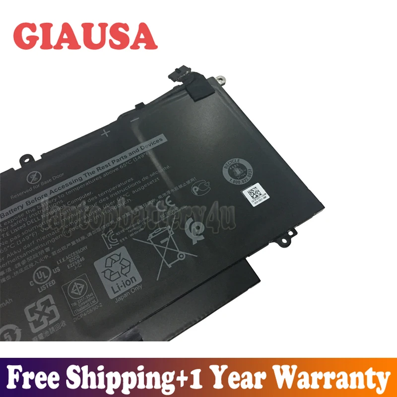 GIAUSA 7,6 V 60Wh K5XWW Аккумулятор для Dell Latitude 5289 725KY N18GG серии